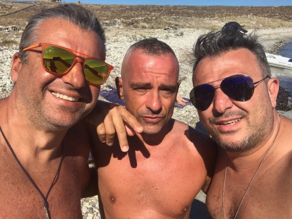 eros ramazzotti, antonis remos, george liagas on tinos